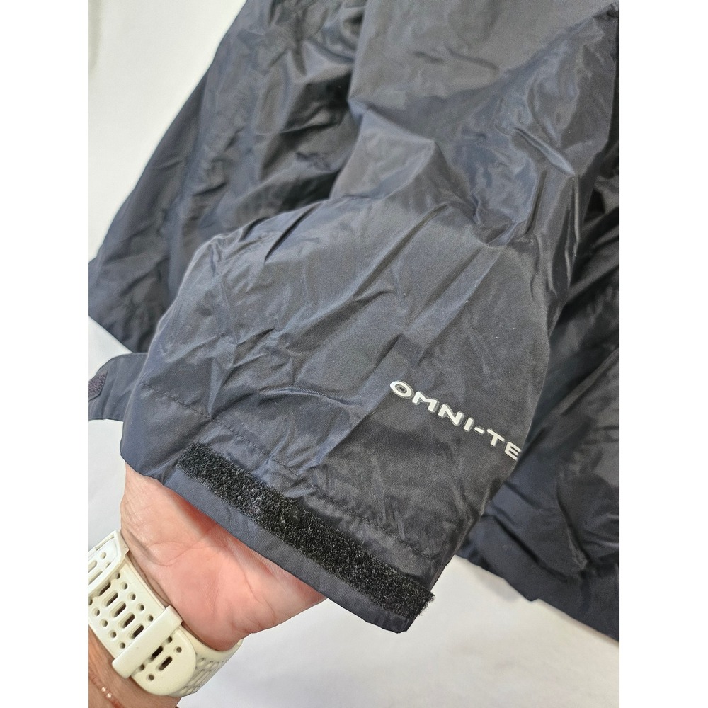 Columbia Mens CWU Omni-Tech Rain Jacket Black Hooded Mesh Lined Lg wind breaker - Picture 13 of 16